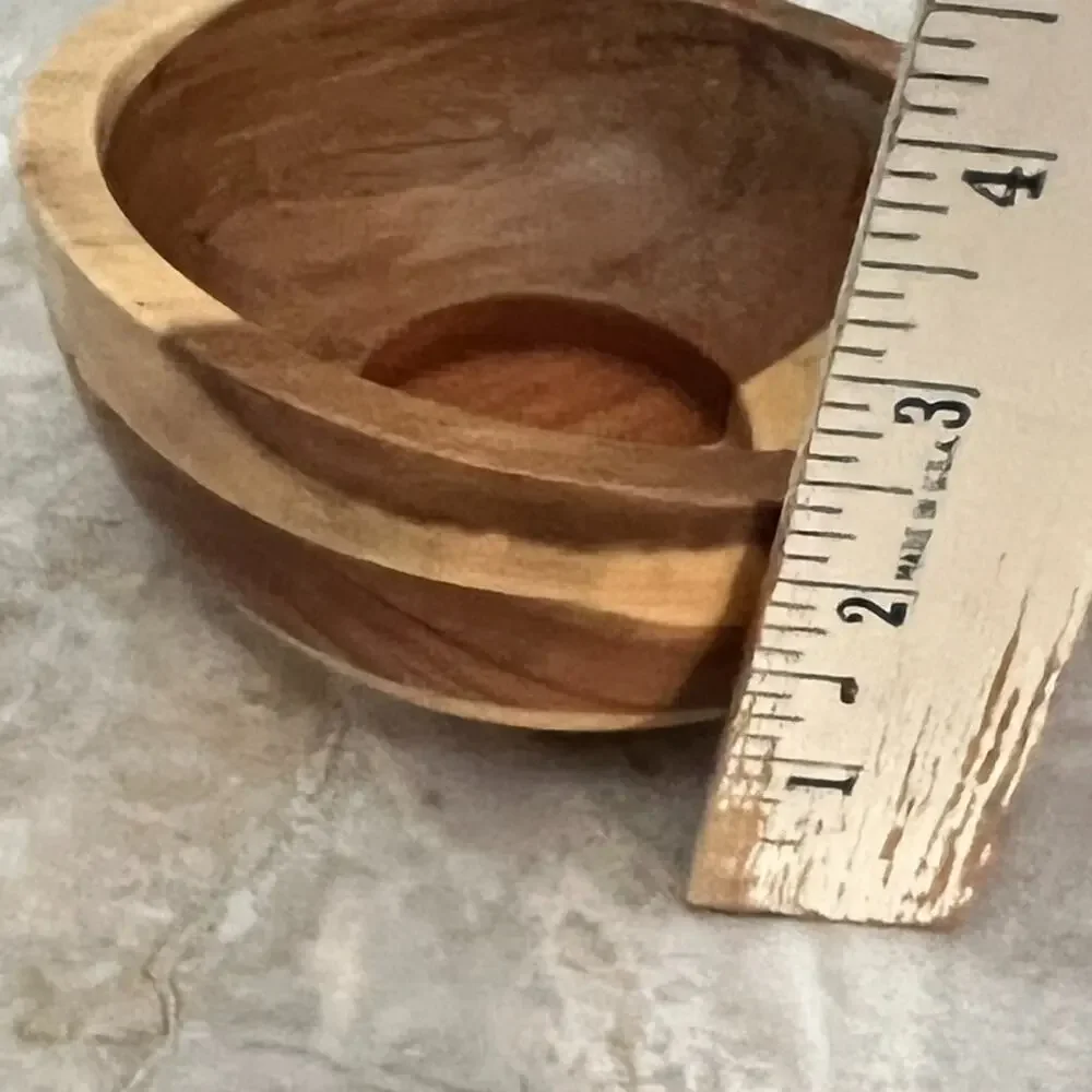 Wooden Tealight Candle Holders Set of 2 4.5 in Acai Wood Modern Minimalist MCM